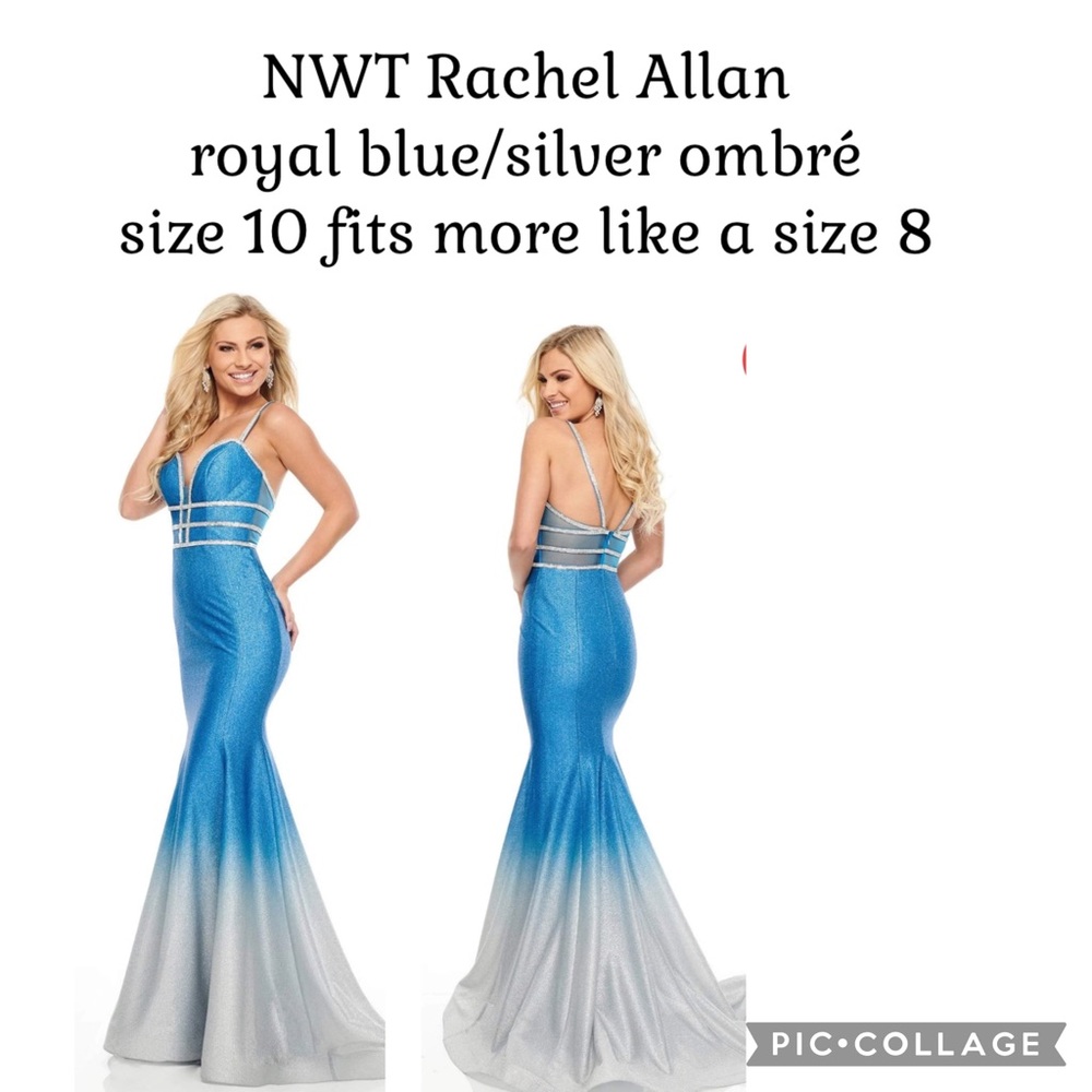 NWT Rachel Allan royal blue/silver ombré size 8/10